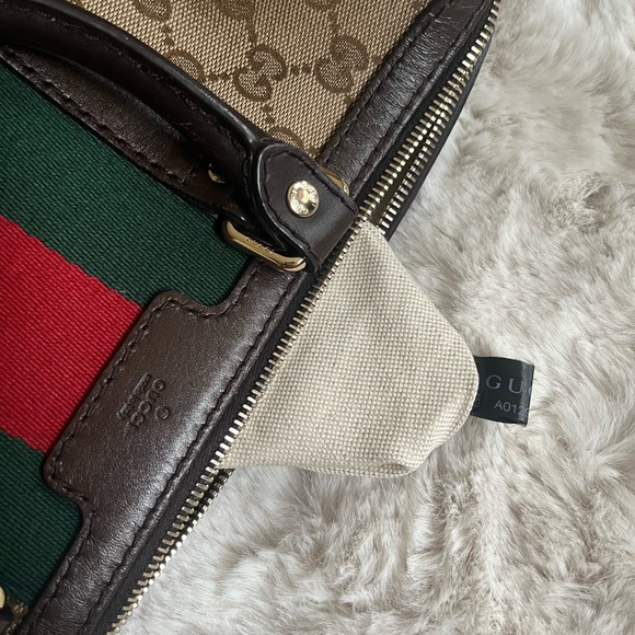 GUCCI Monogram Vintage Web Medium Boston Bag with Brown Leather - Picture 8 of 16